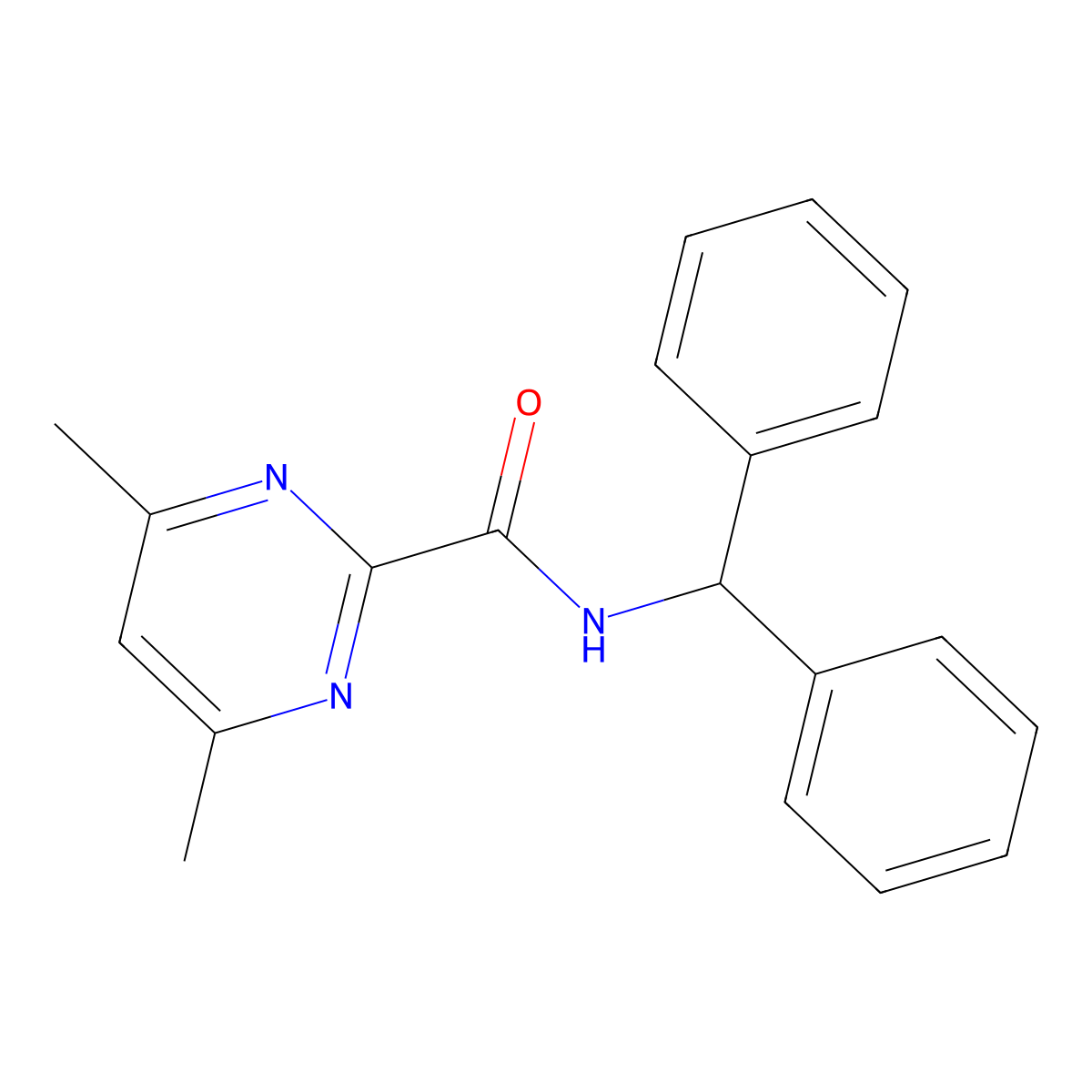 N-Benzhydryl-4,6-dimethylpyrimidine-2-carboxamide molecular structure, CAS 2415631-80-8