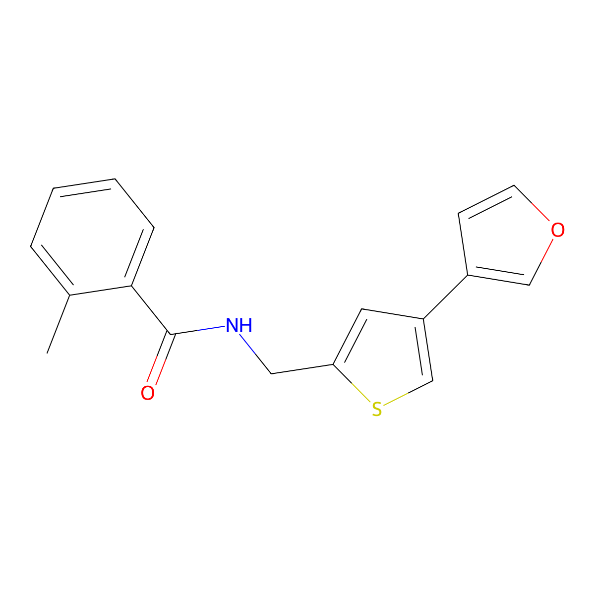 N-{[4-(furan-3-yl)thiophen-2-yl]methyl}-2-methylbenzamide molecular structure, CAS 2415631-81-9