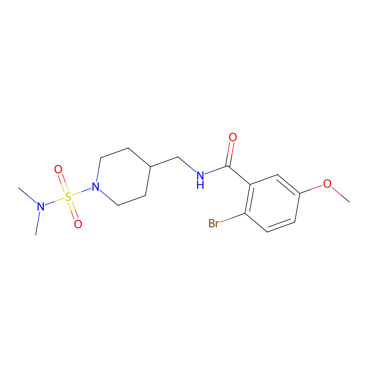 2-bromo-N-{[1-(dimethylsulfamoyl)piperidin-4-yl]methyl}-5-methoxybenzamide molecular structure, CAS 2415631-85-3