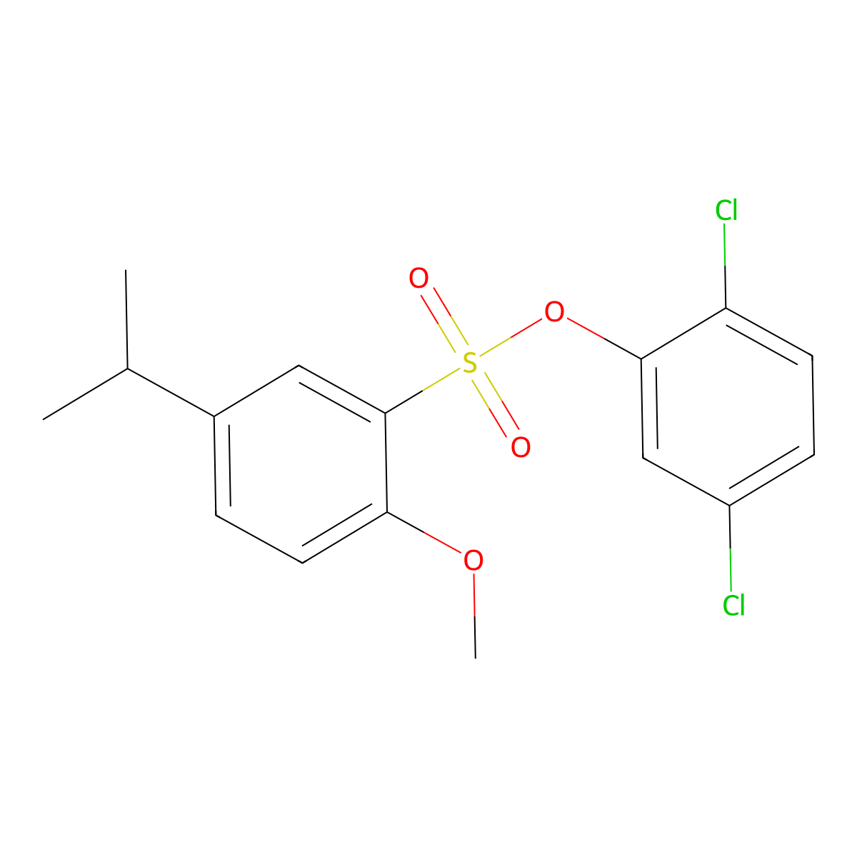 2,5-Dichlorophenyl 2-methoxy-5-(propan-2-yl)benzene-1-sulfonate molecular structure, CAS 2415631-86-4