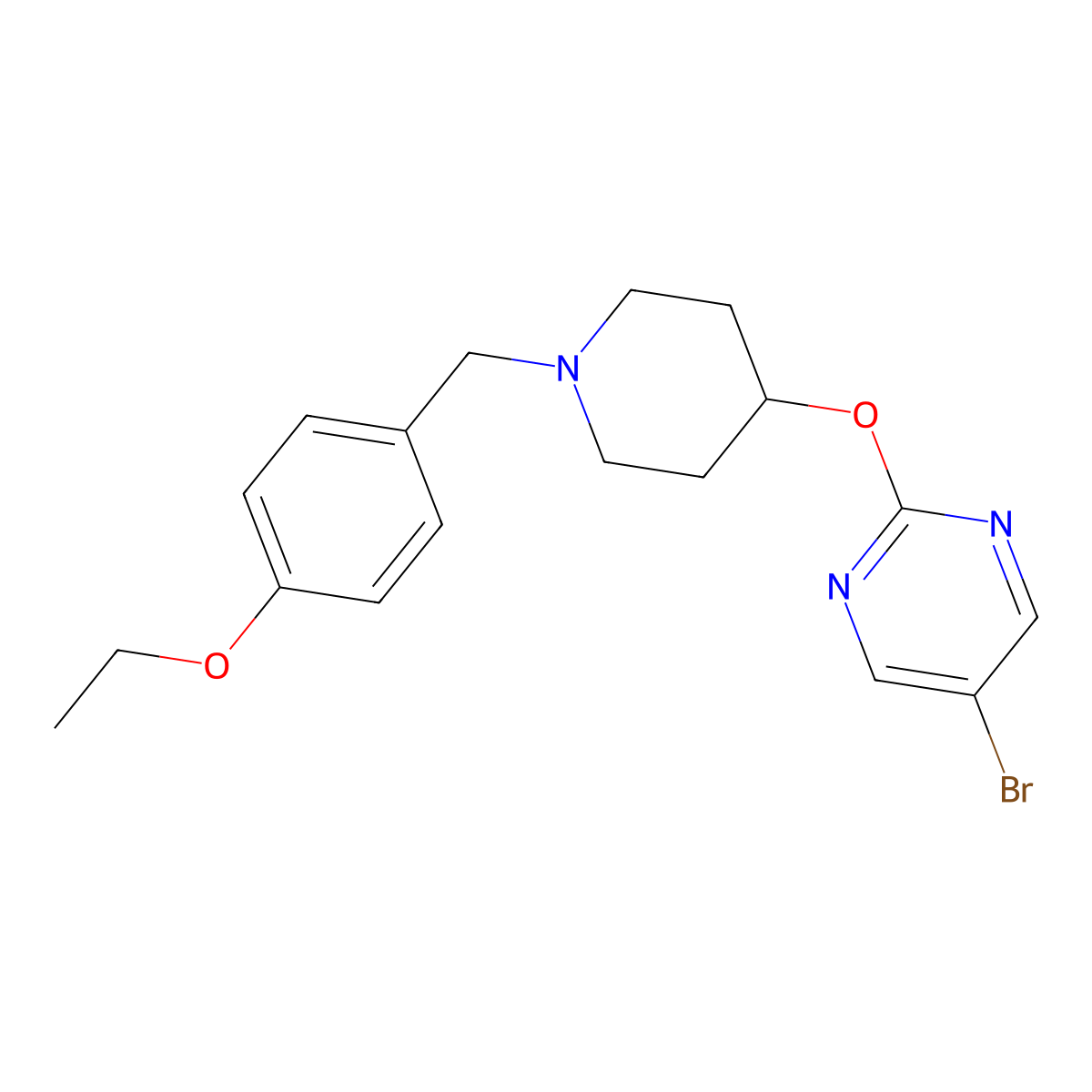 5-Bromo-2-({1-[(4-ethoxyphenyl)methyl]piperidin-4-yl}oxy)pyrimidine molecular structure, CAS 2415631-89-7