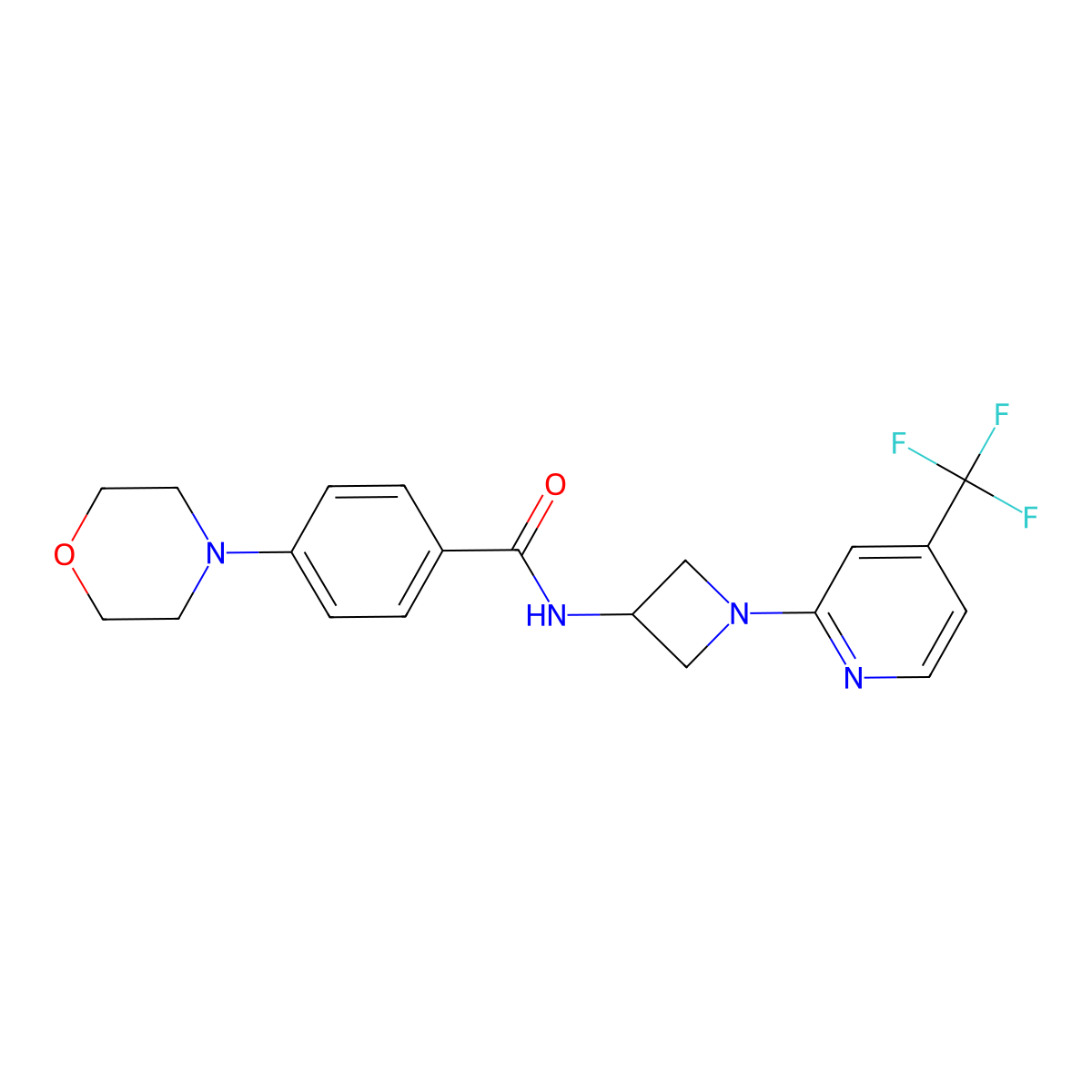4-(morpholin-4-yl)-N-{1-[4-(trifluoromethyl)pyridin-2-yl]azetidin-3-yl}benzamide molecular structure, CAS 2415631-90-0