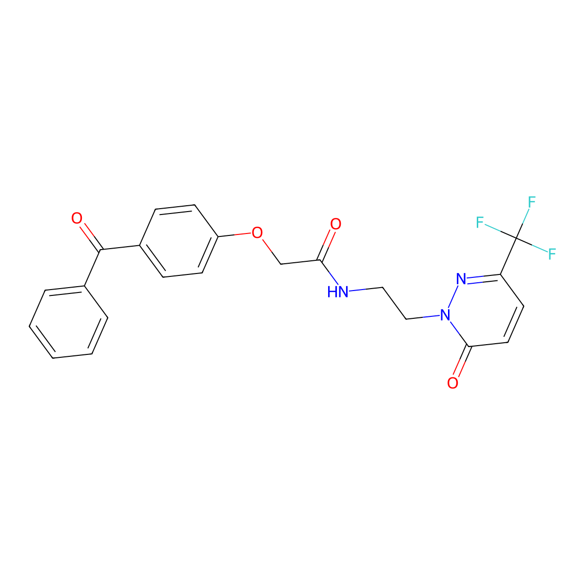 2-(4-benzoylphenoxy)-N-{2-[6-oxo-3-(trifluoromethyl)-1,6-dihydropyridazin-1-yl]ethyl}acetamide molecular structure, CAS 2415631-91-1
