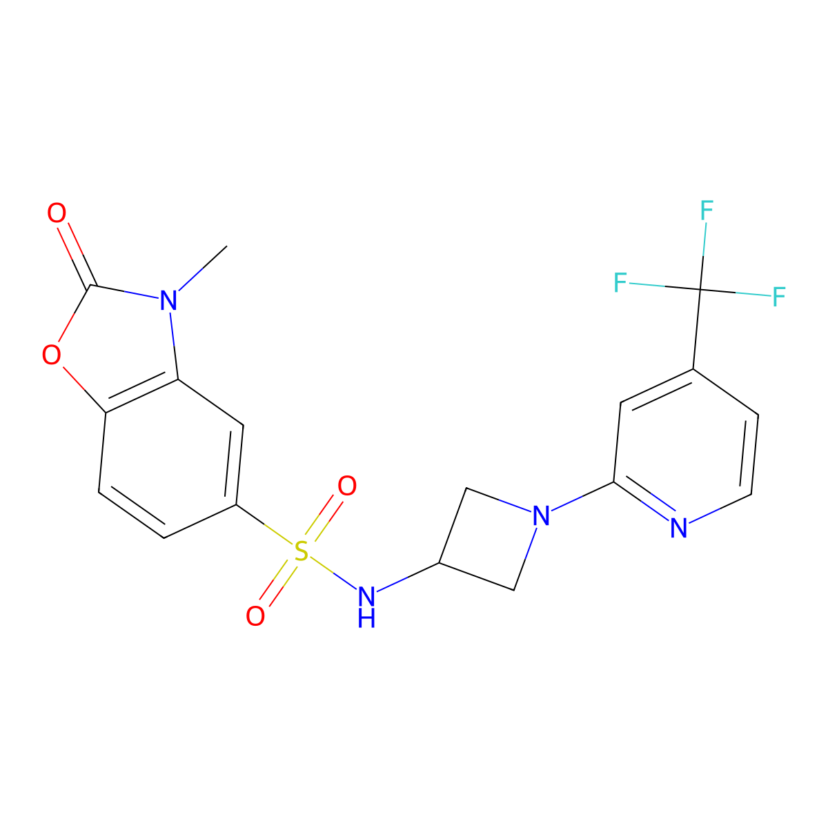 3-methyl-2-oxo-N-{1-[4-(trifluoromethyl)pyridin-2-yl]azetidin-3-yl}-2,3-dihydro-1,3-benzoxazole-5-sulfonamide molecular structure, CAS 2415631-96-6
