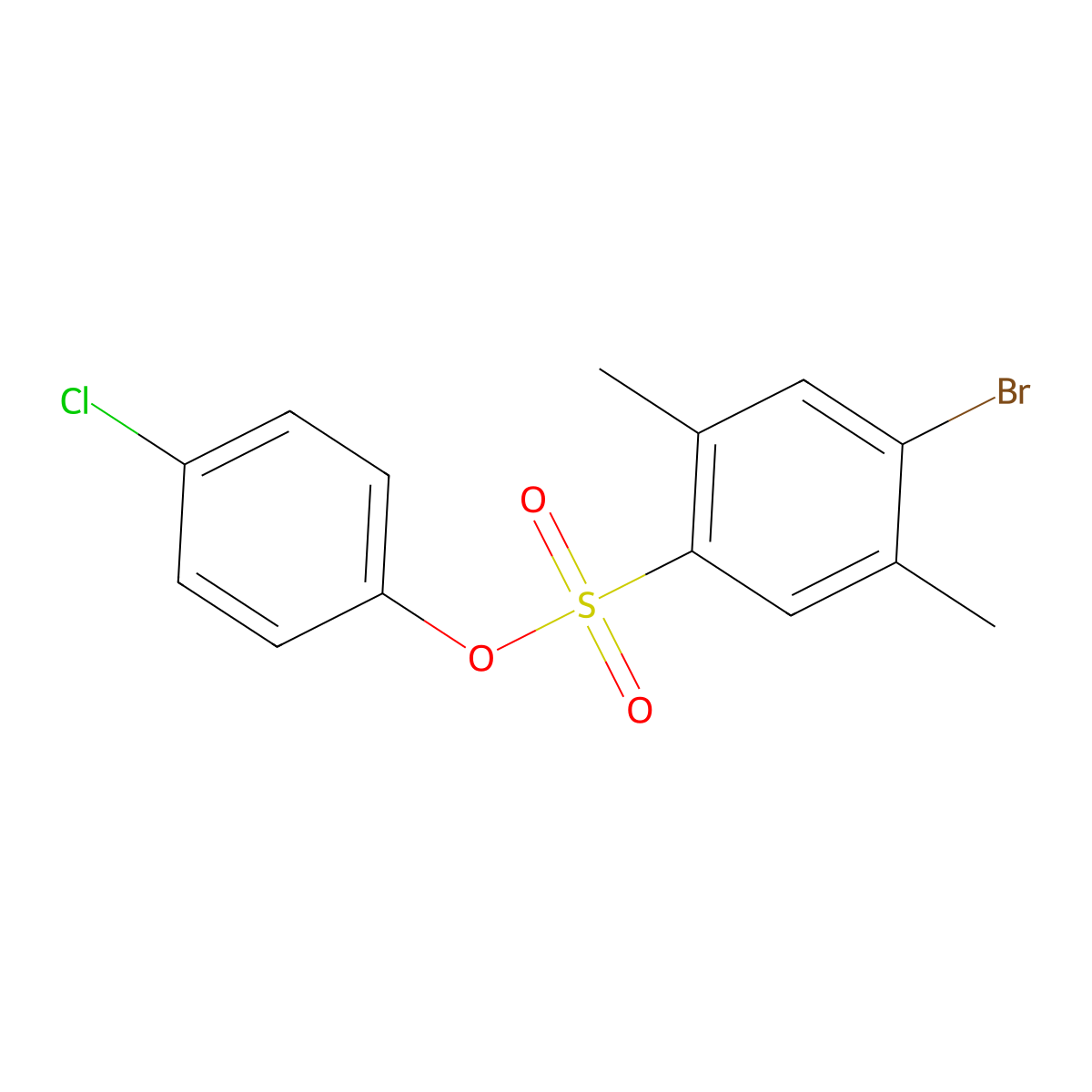 4-Chlorophenyl 4-bromo-2,5-dimethylbenzene-1-sulfonate molecular structure, CAS 2415631-99-9