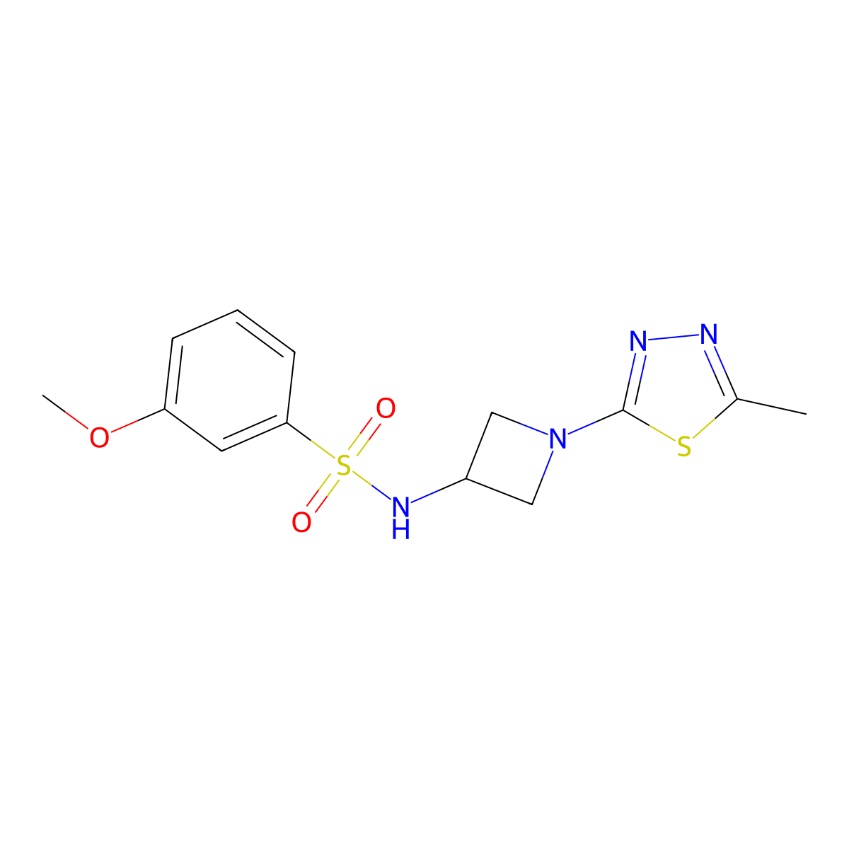3-methoxy-N-[1-(5-methyl-1,3,4-thiadiazol-2-yl)azetidin-3-yl]benzene-1-sulfonamide molecular structure, CAS 2415632-03-8
