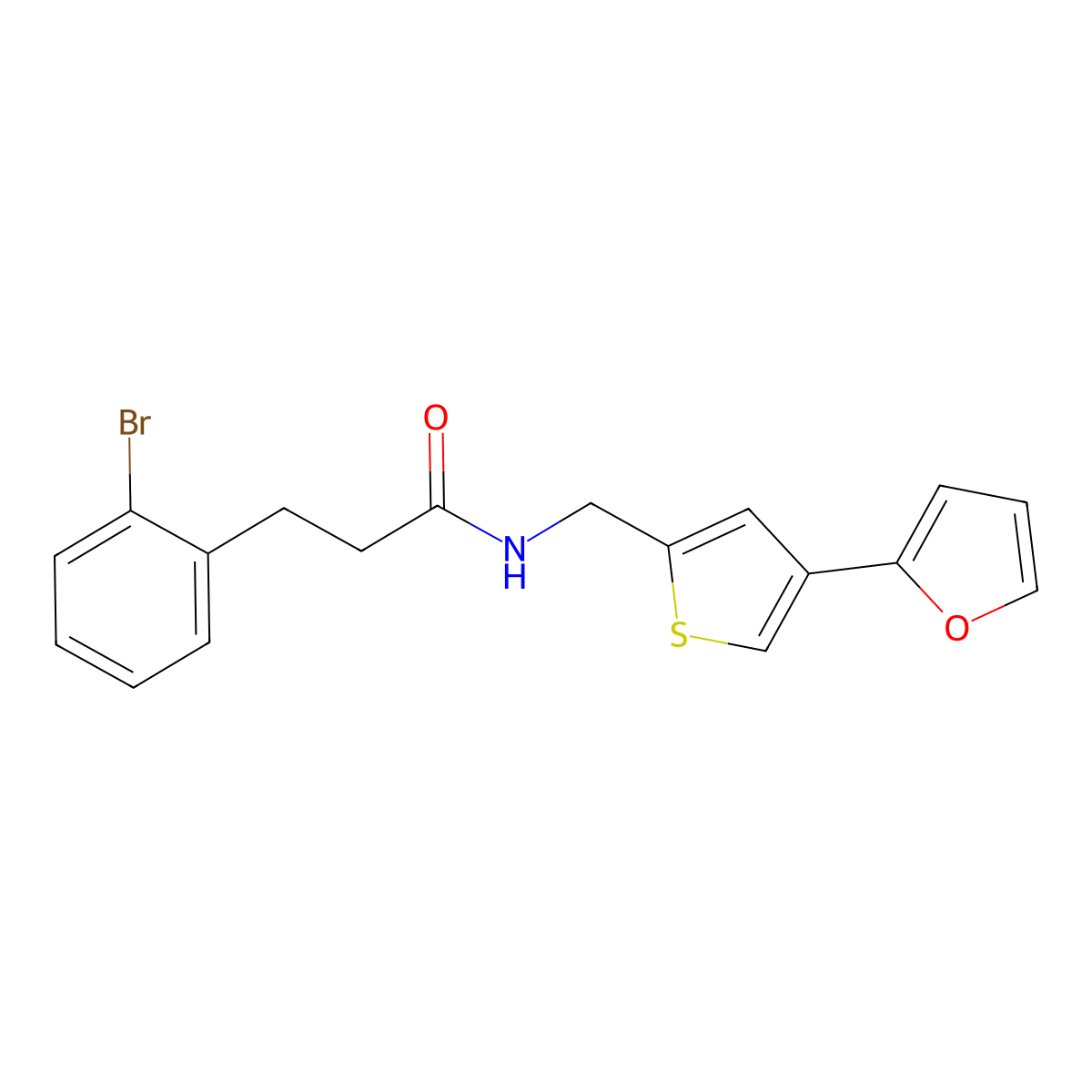 3-(2-bromophenyl)-N-{[4-(furan-2-yl)thiophen-2-yl]methyl}propanamide molecular structure, CAS 2415632-12-9