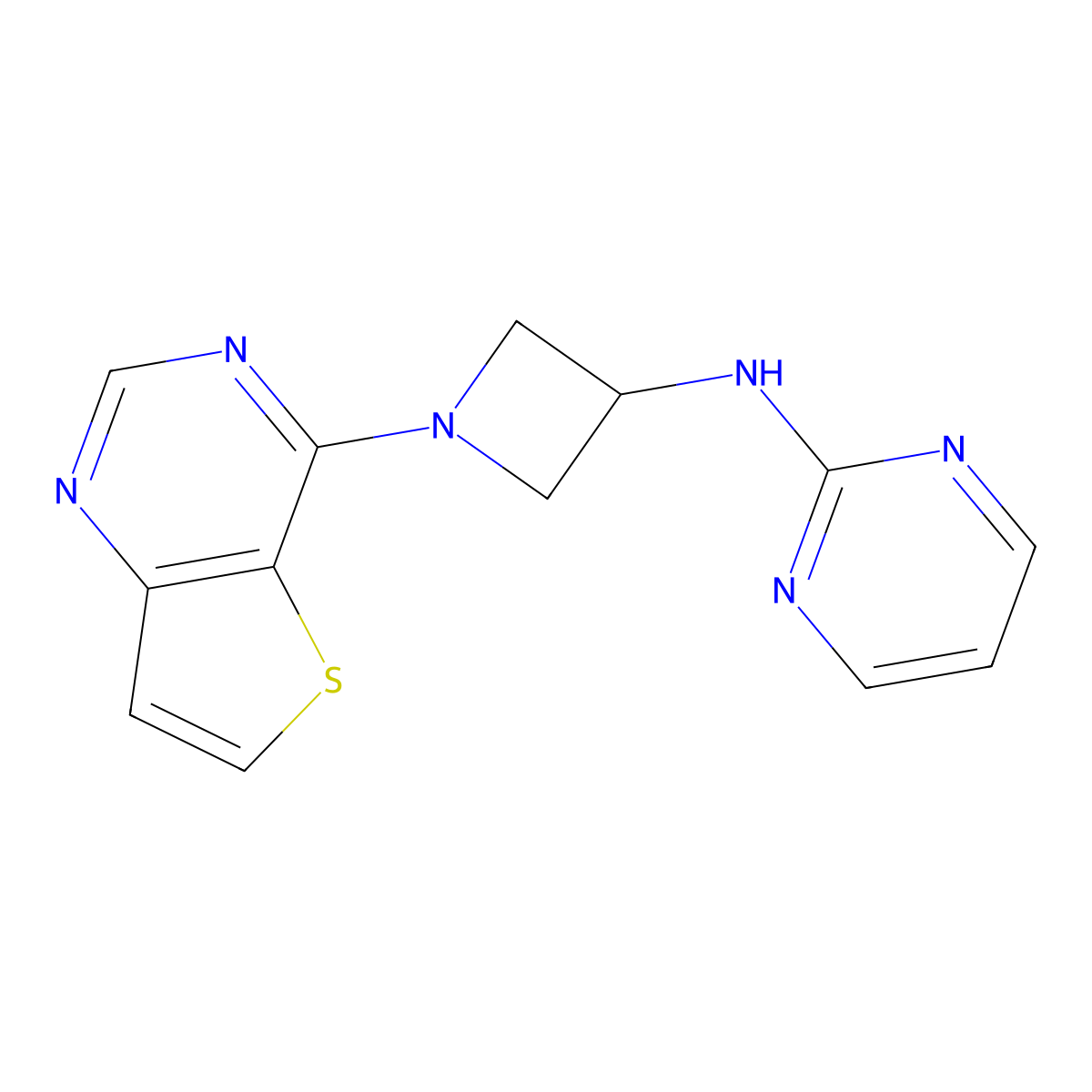 N-(1-{thieno[3,2-d]pyrimidin-4-yl}azetidin-3-yl)pyrimidin-2-amine molecular structure, CAS 2415632-15-2