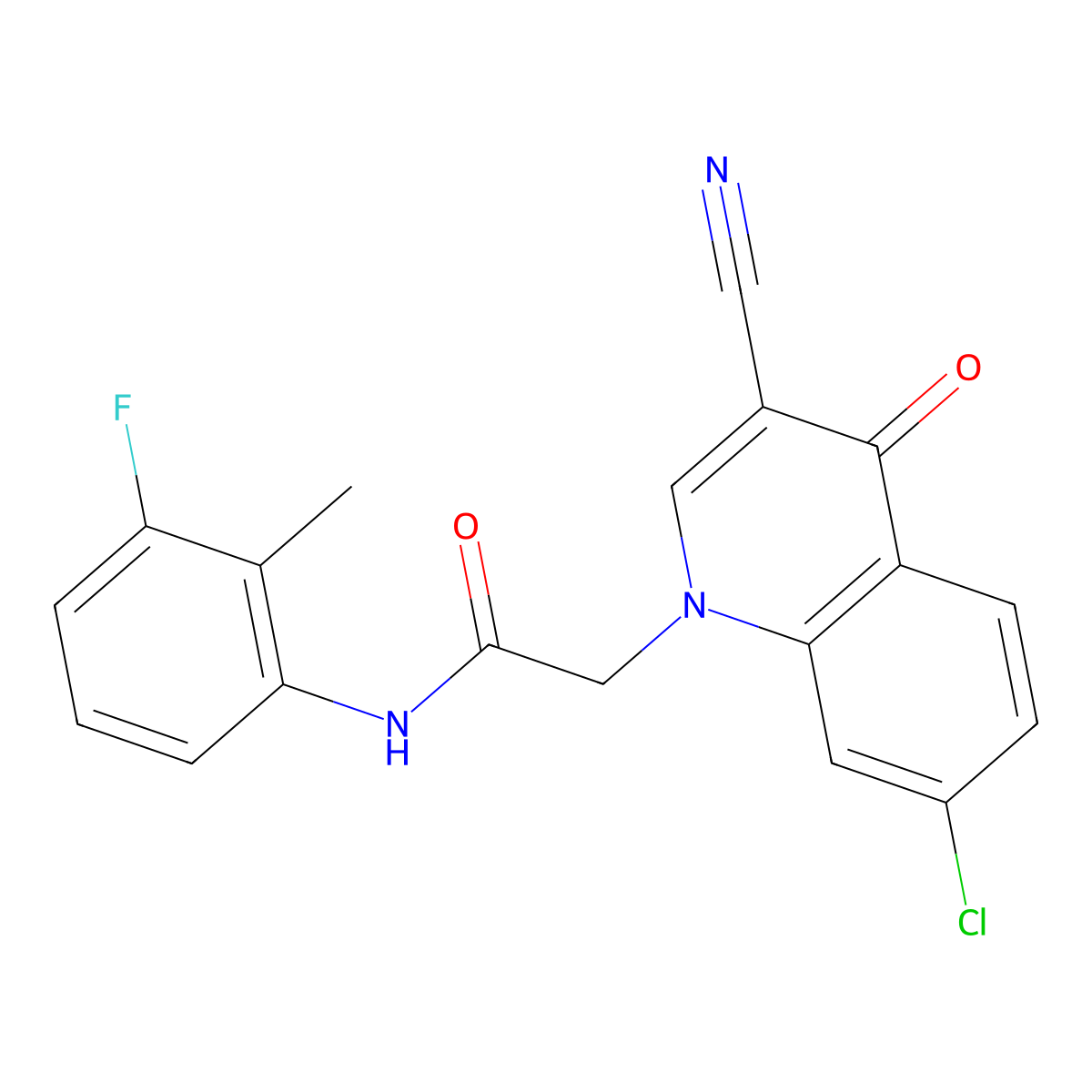 2-(7-Chloro-3-cyano-4-oxoquinolin-1-yl)-N-(3-fluoro-2-methylphenyl)acetamide molecular structure, CAS 2415632-16-3