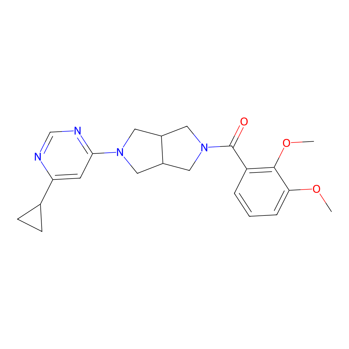 4-Cyclopropyl-6-[5-(2,3-dimethoxybenzoyl)-octahydropyrrolo[3,4-c]pyrrol-2-yl]pyrimidine molecular structure, CAS 2415632-17-4