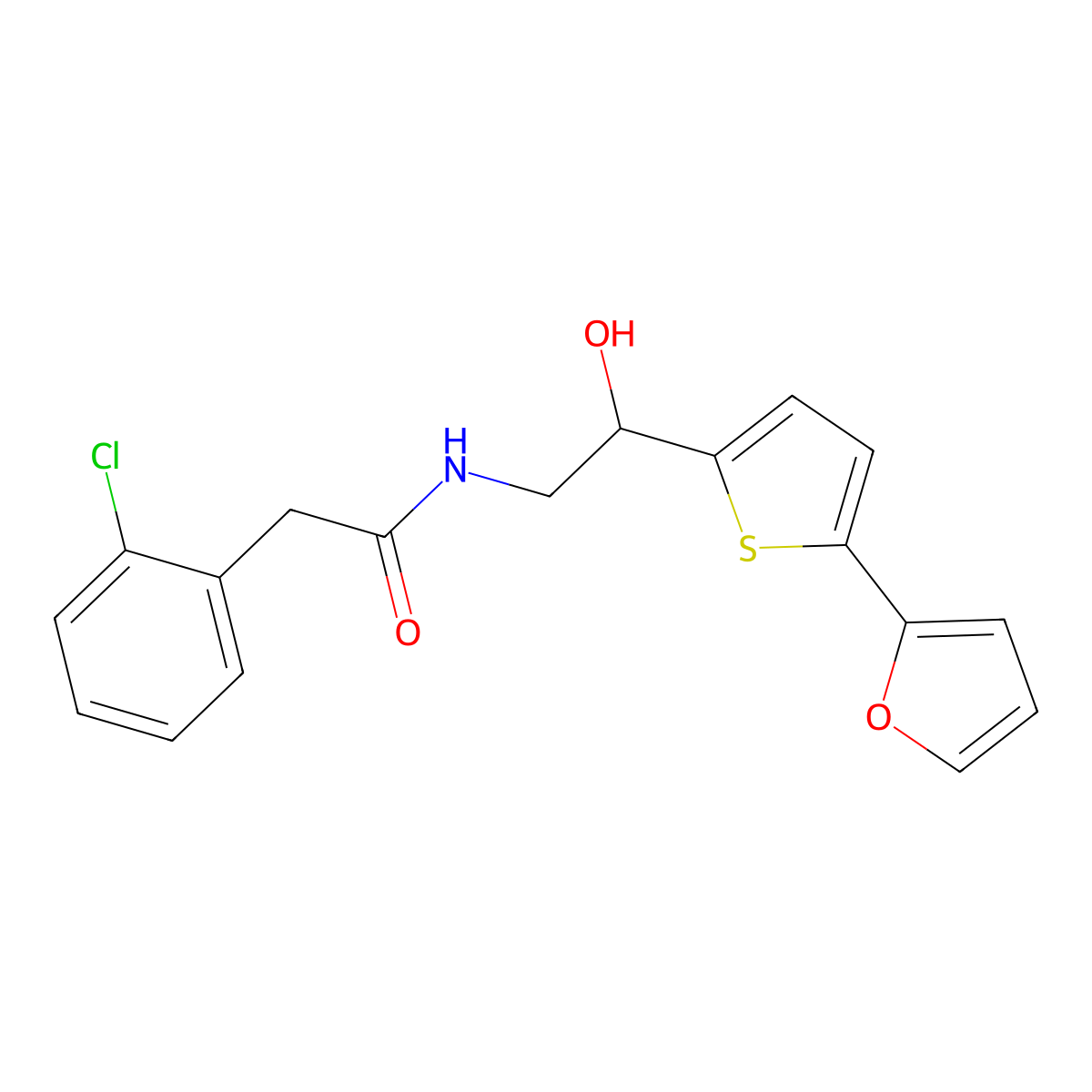 2-(2-chlorophenyl)-N-{2-[5-(furan-2-yl)thiophen-2-yl]-2-hydroxyethyl}acetamide molecular structure, CAS 2415632-18-5
