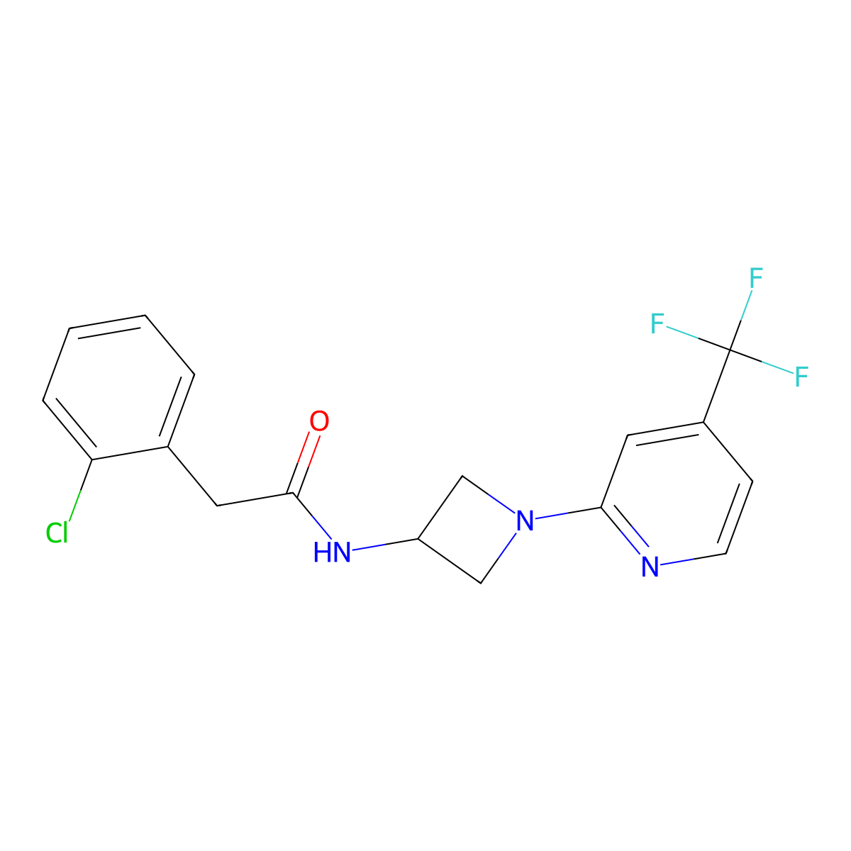 2-(2-chlorophenyl)-N-{1-[4-(trifluoromethyl)pyridin-2-yl]azetidin-3-yl}acetamide molecular structure, CAS 2415632-21-0