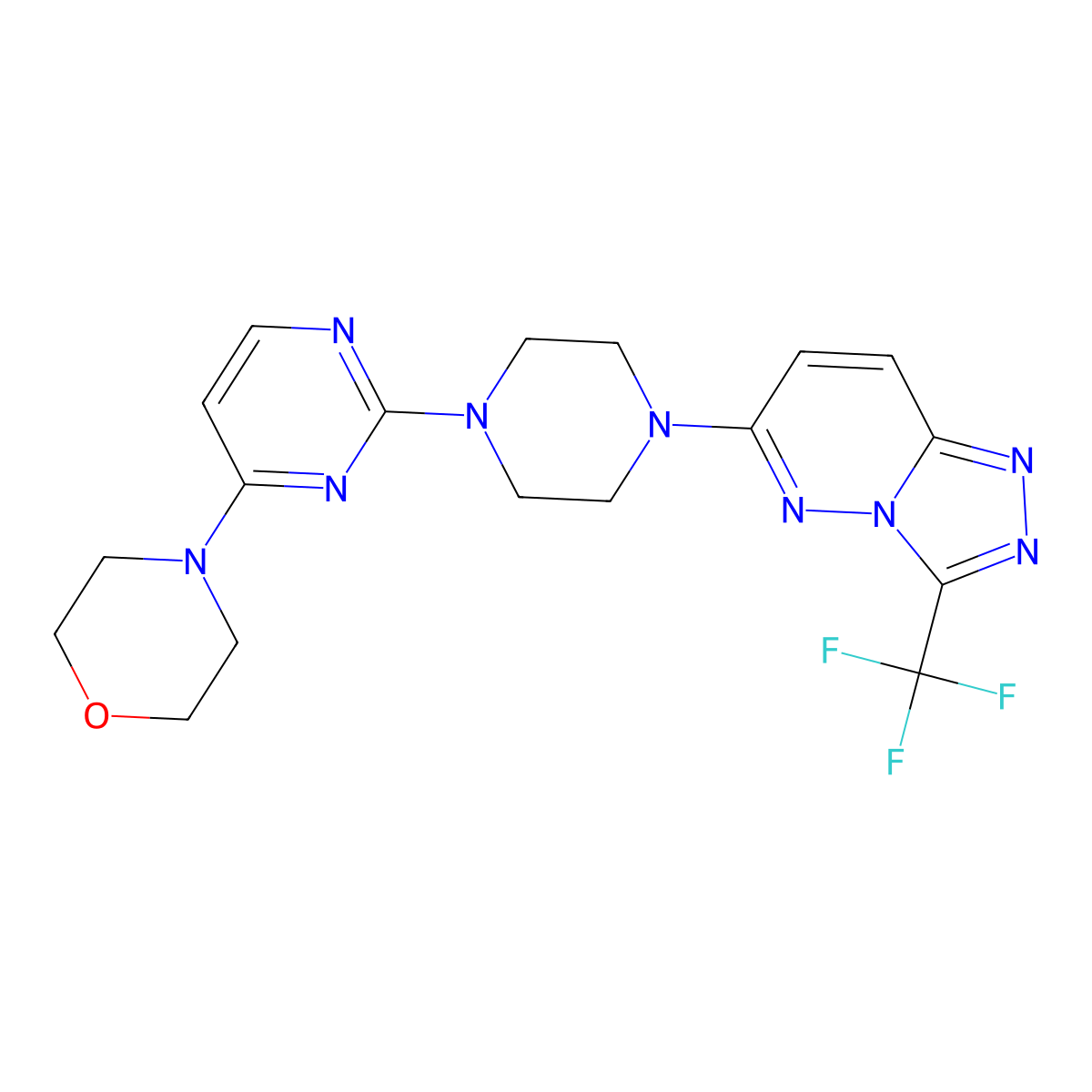 4-(2-{4-[3-(Trifluoromethyl)-[1,2,4]triazolo[4,3-b]pyridazin-6-yl]piperazin-1-yl}pyrimidin-4-yl)morpholine molecular structure, CAS 2415632-23-2