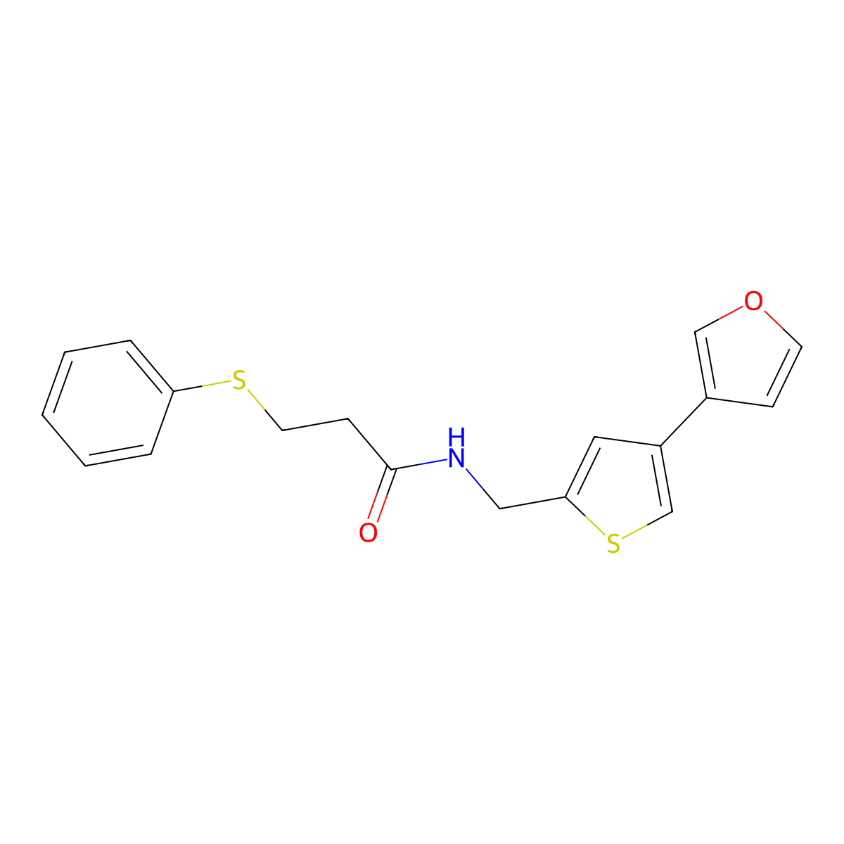 N-{[4-(furan-3-yl)thiophen-2-yl]methyl}-3-(phenylsulfanyl)propanamide molecular structure, CAS 2415632-28-7