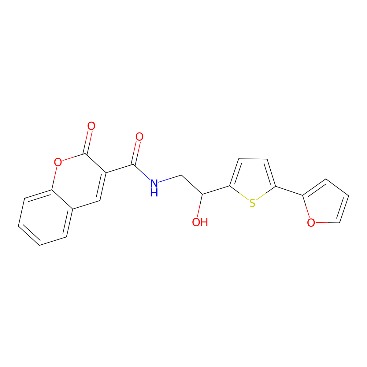 N-{2-[5-(furan-2-yl)thiophen-2-yl]-2-hydroxyethyl}-2-oxo-2H-chromene-3-carboxamide molecular structure, CAS 2415632-30-1