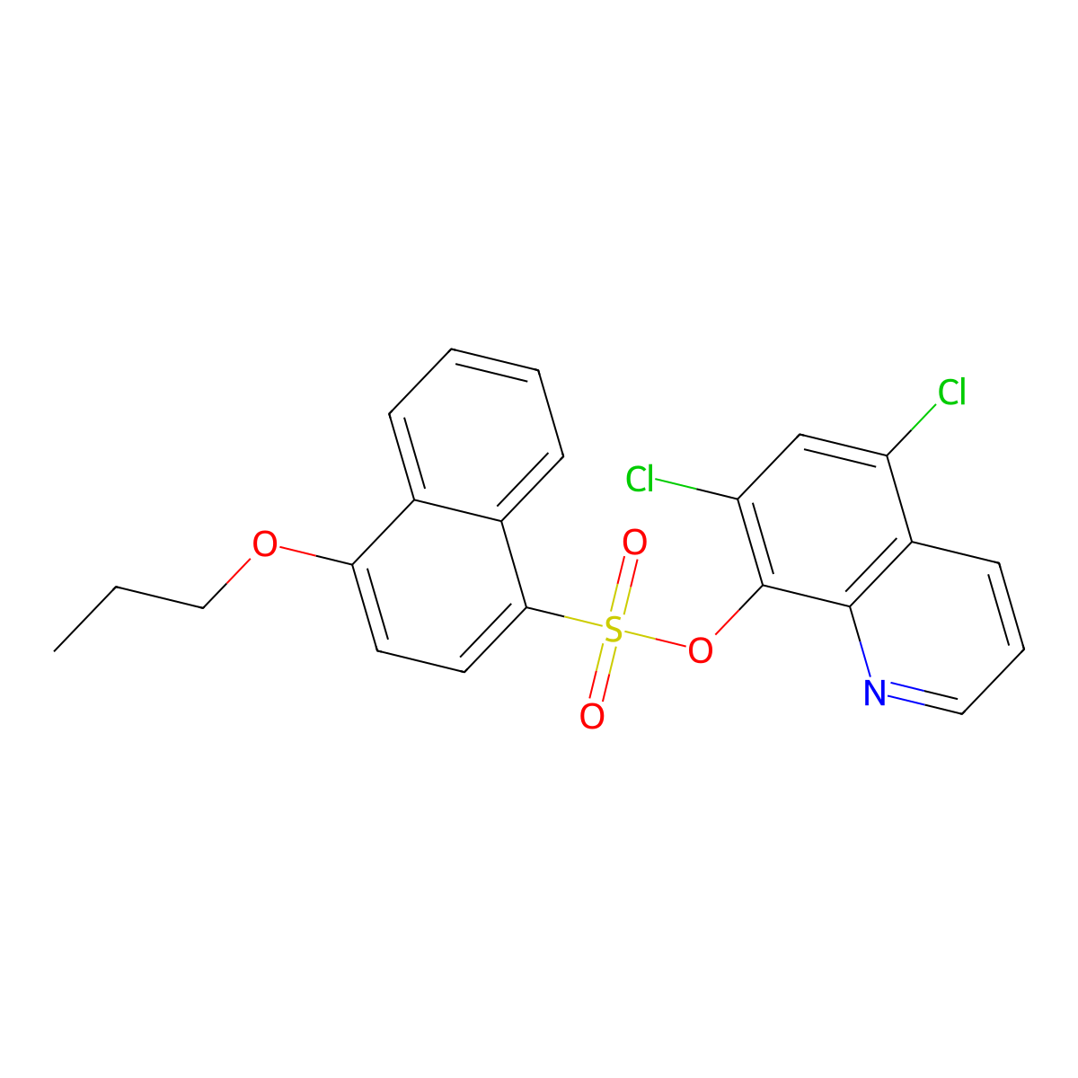 5,7-Dichloroquinolin-8-yl 4-propoxynaphthalene-1-sulfonate molecular structure, CAS 2415632-33-4