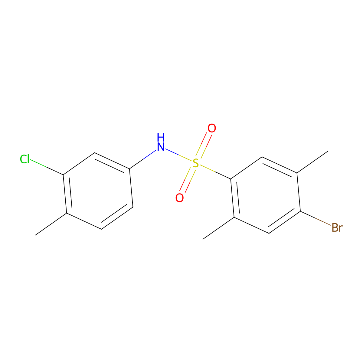 4-bromo-N-(3-chloro-4-methylphenyl)-2,5-dimethylbenzene-1-sulfonamide molecular structure, CAS 2415632-35-6