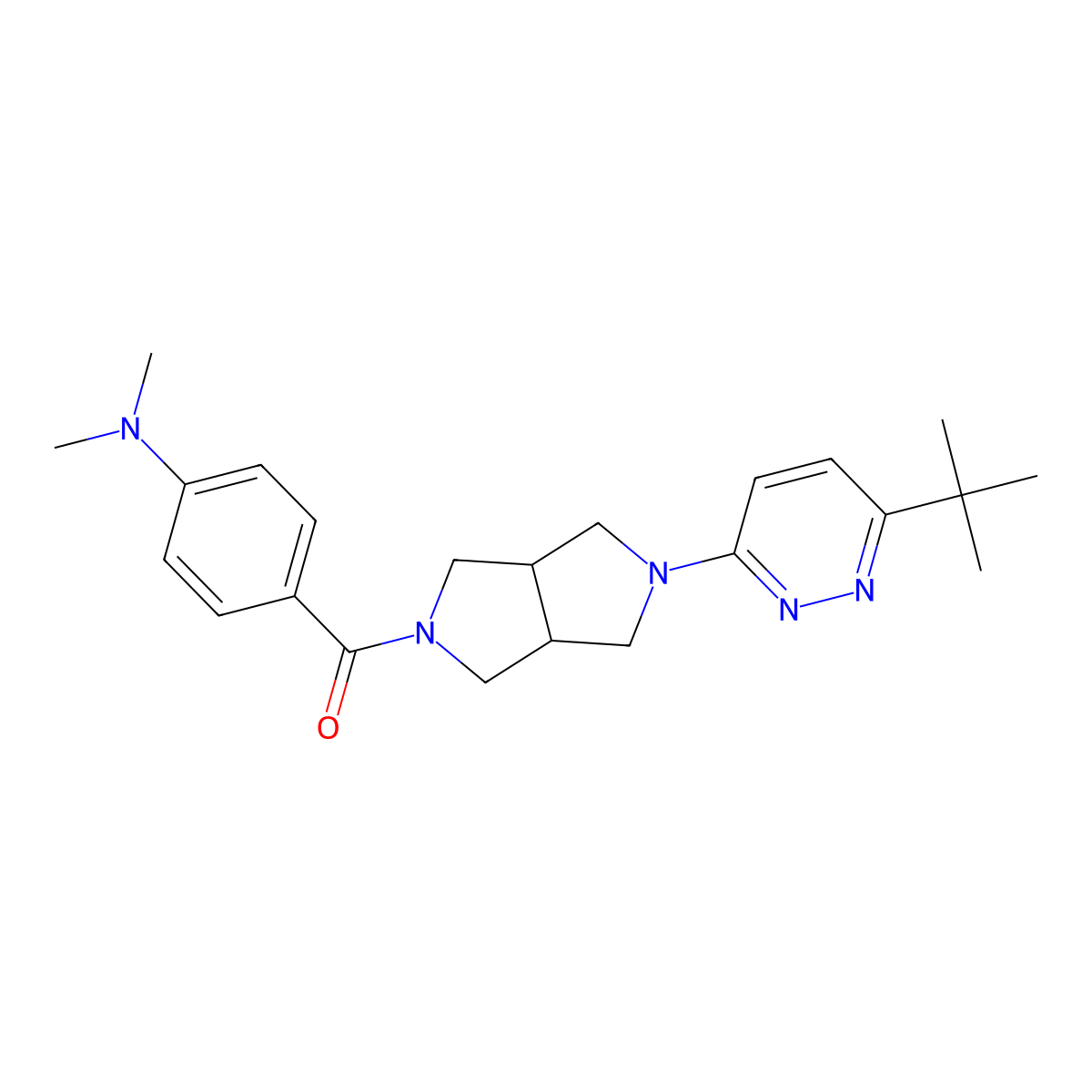 4-[5-(6-tert-butylpyridazin-3-yl)-octahydropyrrolo[3,4-c]pyrrole-2-carbonyl]-N,N-dimethylaniline molecular structure, CAS 2415632-38-9