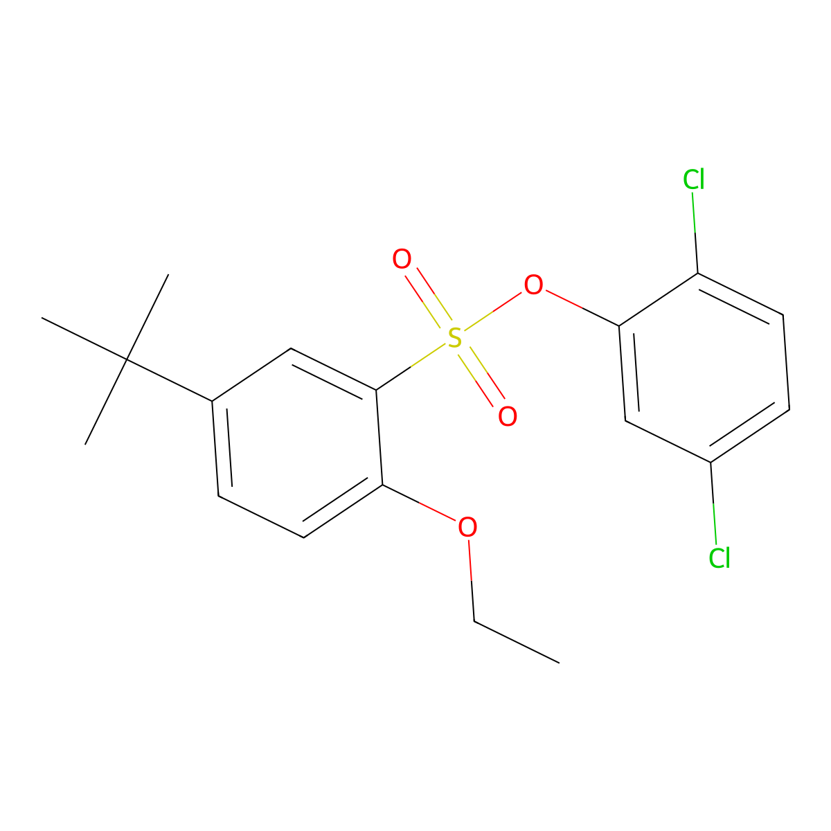 2,5-Dichlorophenyl 5-tert-butyl-2-ethoxybenzene-1-sulfonate molecular structure, CAS 2415632-39-0