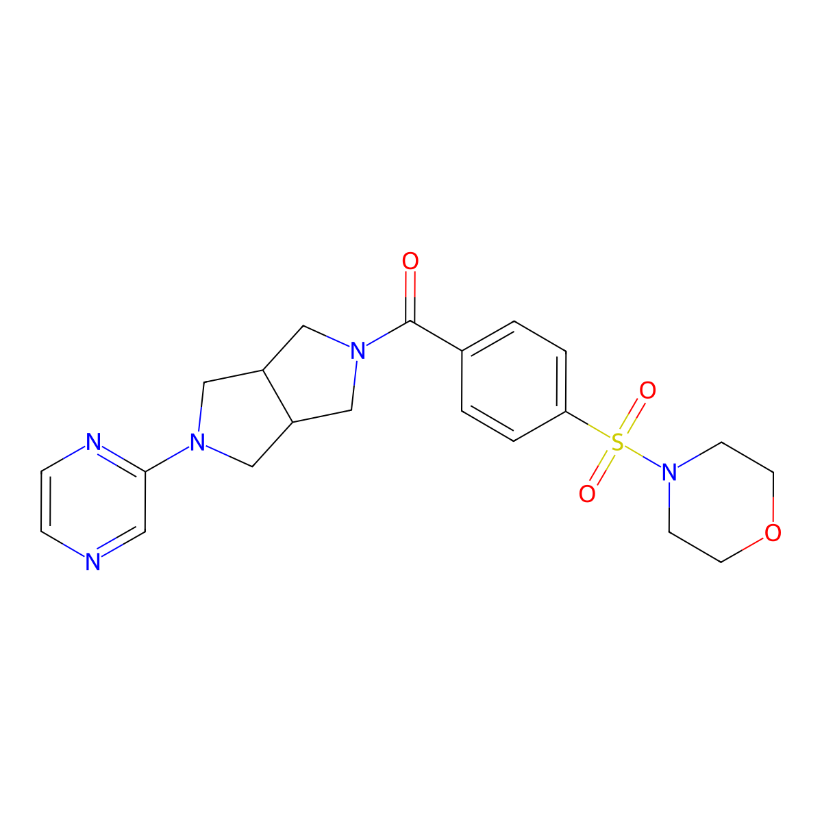 4-{4-[5-(Pyrazin-2-yl)-octahydropyrrolo[3,4-c]pyrrole-2-carbonyl]benzenesulfonyl}morpholine molecular structure, CAS 2415632-41-4