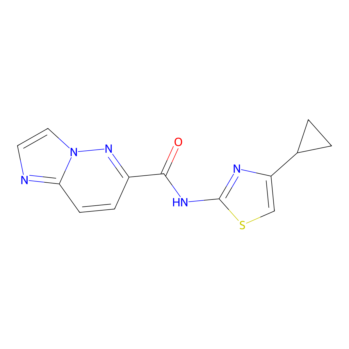 N-(4-cyclopropyl-1,3-thiazol-2-yl)imidazo[1,2-b]pyridazine-6-carboxamide molecular structure, CAS 2415632-44-7