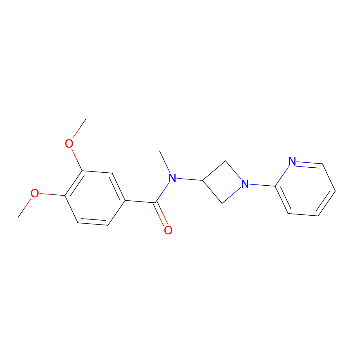 3,4-dimethoxy-N-methyl-N-[1-(pyridin-2-yl)azetidin-3-yl]benzamide molecular structure, CAS 2415632-49-2