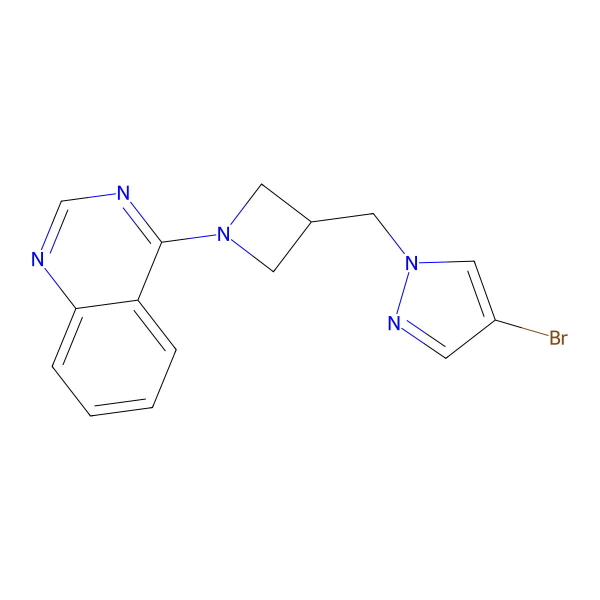 4-{3-[(4-bromo-1H-pyrazol-1-yl)methyl]azetidin-1-yl}quinazoline molecular structure, CAS 2415632-50-5