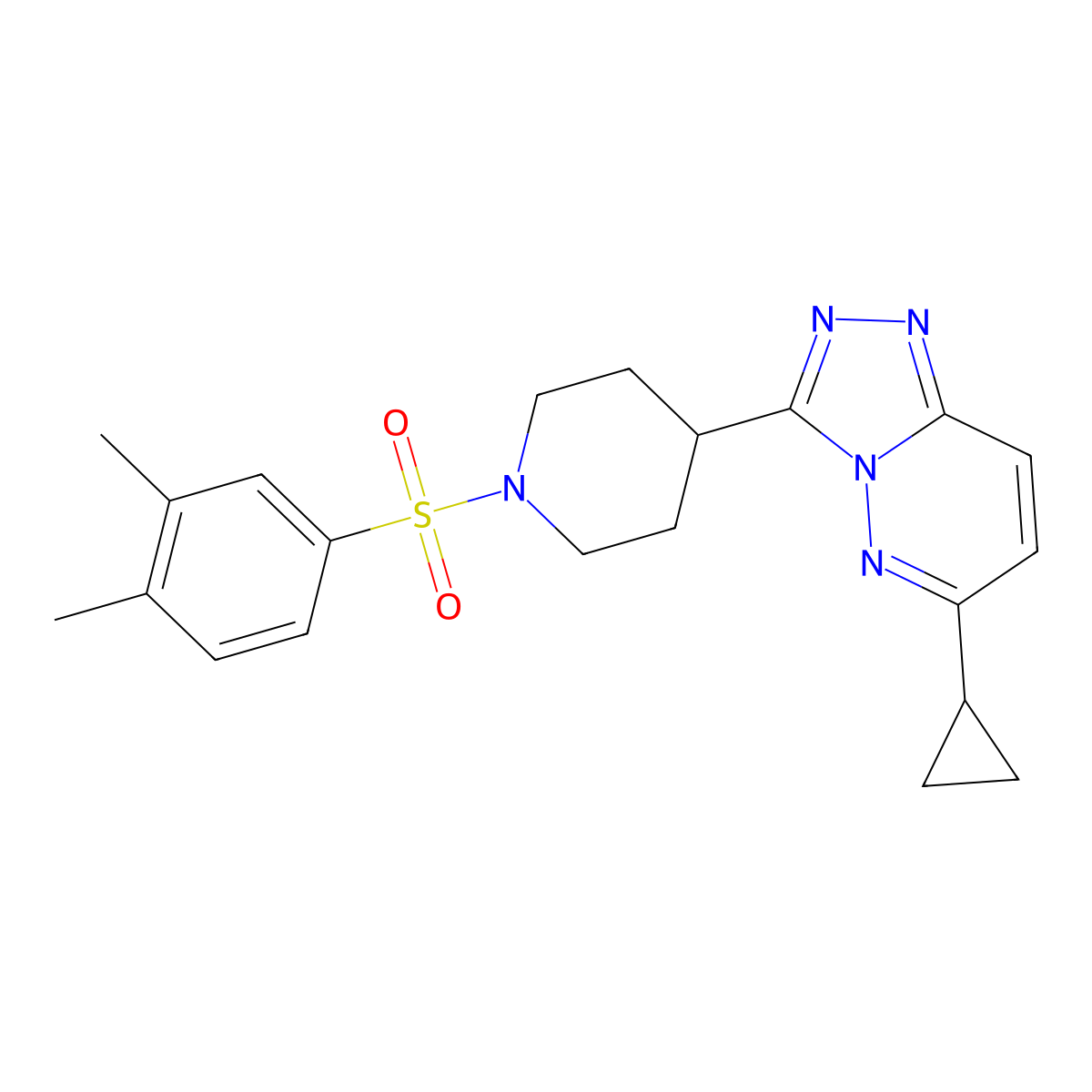 4-{6-Cyclopropyl-[1,2,4]triazolo[4,3-b]pyridazin-3-yl}-1-(3,4-dimethylbenzenesulfonyl)piperidine molecular structure, CAS 2415632-52-7
