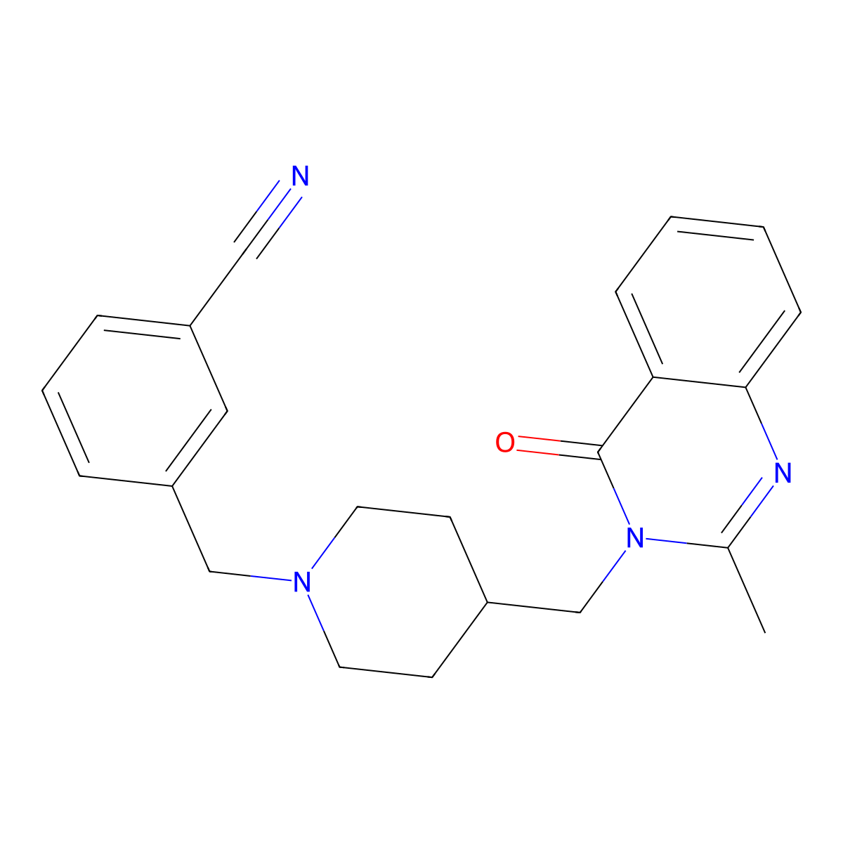 3-({4-[(2-Methyl-4-oxo-3,4-dihydroquinazolin-3-yl)methyl]piperidin-1-yl}methyl)benzonitrile molecular structure, CAS 2415632-65-2