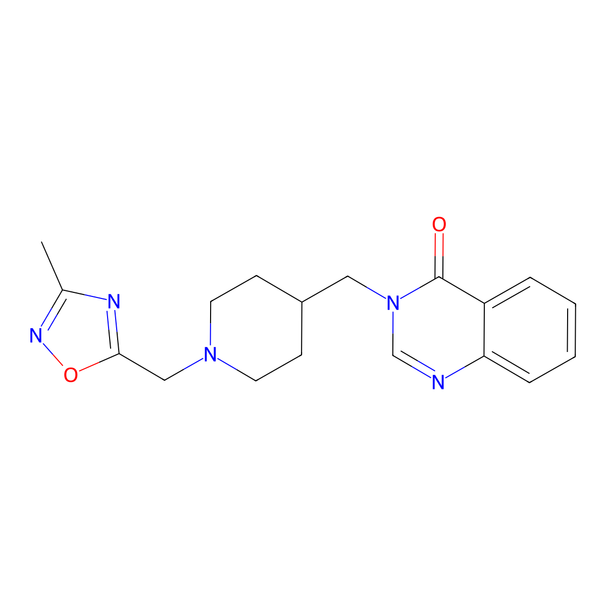 3-({1-[(3-Methyl-1,2,4-oxadiazol-5-yl)methyl]piperidin-4-yl}methyl)-3,4-dihydroquinazolin-4-one molecular structure, CAS 2415632-68-5