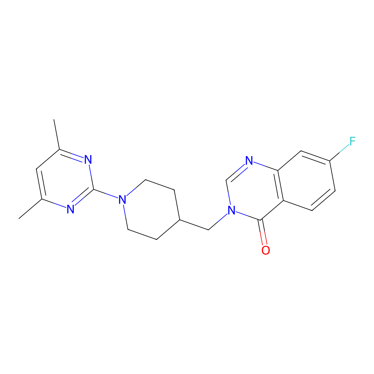 3-{[1-(4,6-Dimethylpyrimidin-2-yl)piperidin-4-yl]methyl}-7-fluoro-3,4-dihydroquinazolin-4-one molecular structure, CAS 2415632-71-0