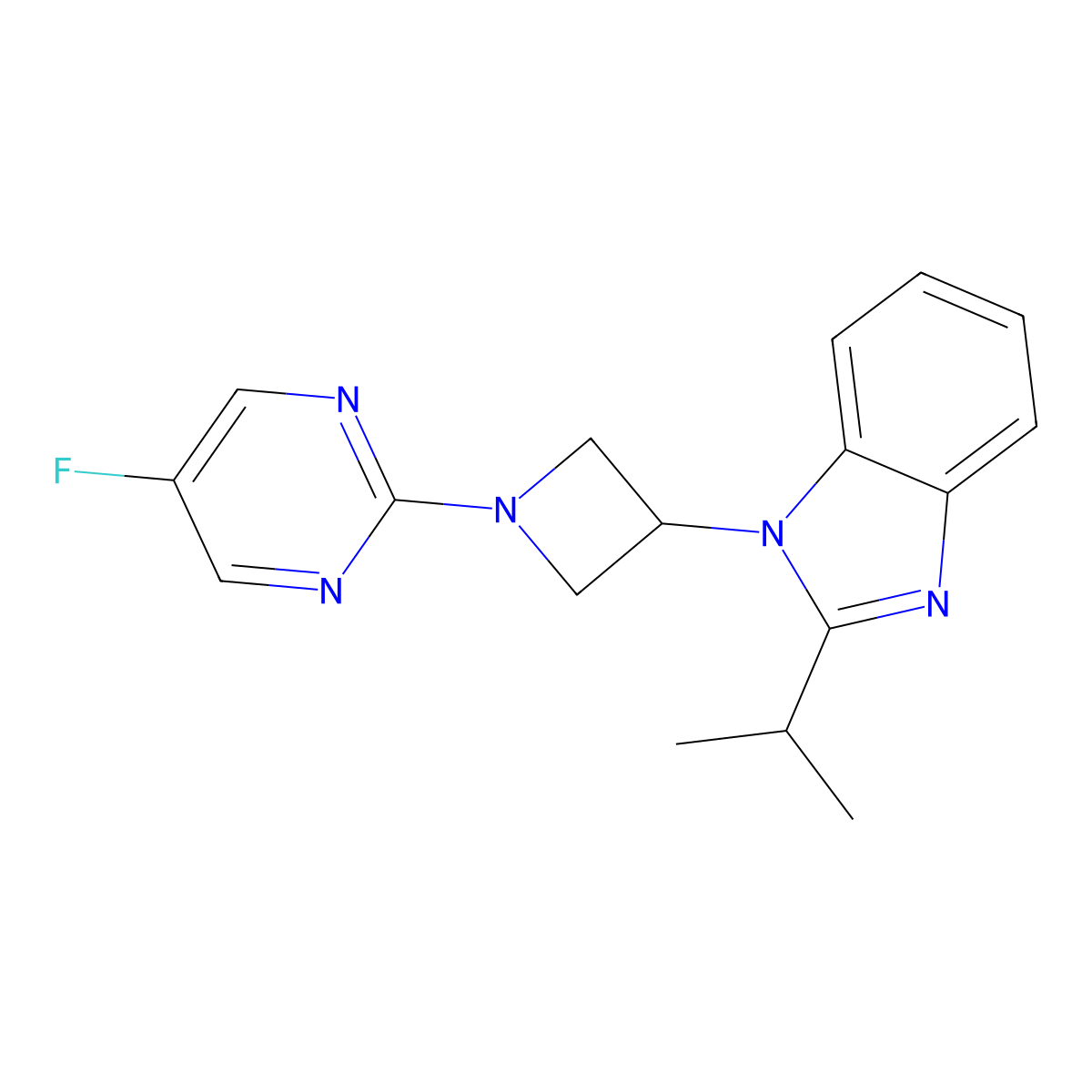 1-[1-(5-fluoropyrimidin-2-yl)azetidin-3-yl]-2-(propan-2-yl)-1H-1,3-benzodiazole molecular structure, CAS 2415632-73-2