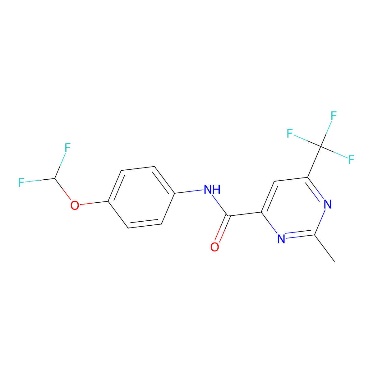 N-[4-(Difluoromethoxy)phenyl]-2-methyl-6-(trifluoromethyl)pyrimidine-4-carboxamide molecular structure, CAS 2415632-81-2