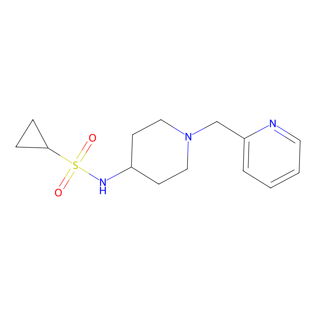 N-{1-[(pyridin-2-yl)methyl]piperidin-4-yl}cyclopropanesulfonamide molecular structure, CAS 2415632-86-7