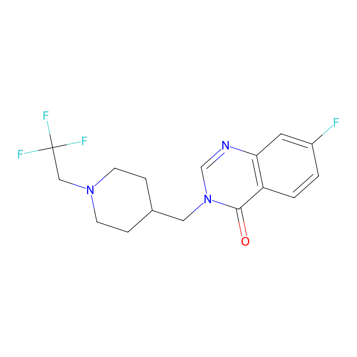 7-Fluoro-3-{[1-(2,2,2-trifluoroethyl)piperidin-4-yl]methyl}-3,4-dihydroquinazolin-4-one molecular structure, CAS 2415632-88-9