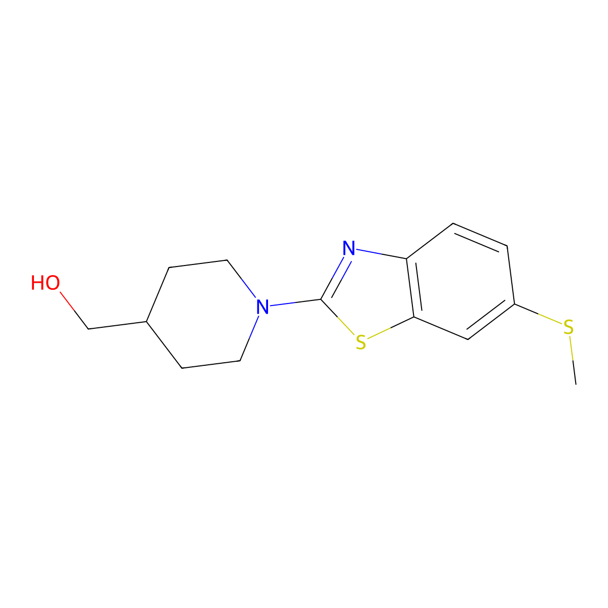 {1-[6-(Methylsulfanyl)-1,3-benzothiazol-2-yl]piperidin-4-yl}methanol molecular structure, CAS 2415632-91-4