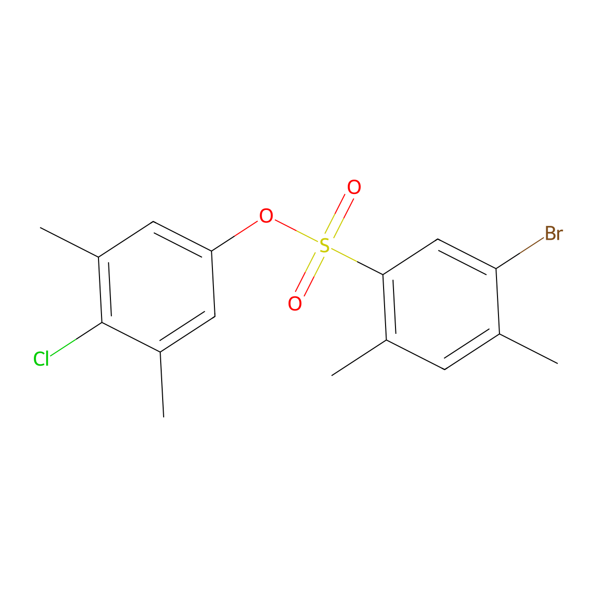 4-Chloro-3,5-dimethylphenyl 5-bromo-2,4-dimethylbenzene-1-sulfonate molecular structure, CAS 2415632-94-7
