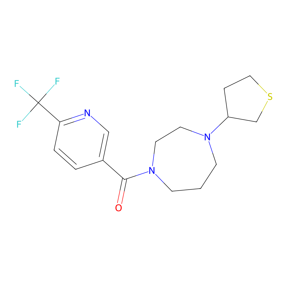 1-(Thiolan-3-yl)-4-[6-(trifluoromethyl)pyridine-3-carbonyl]-1,4-diazepane molecular structure, CAS 2415632-95-8