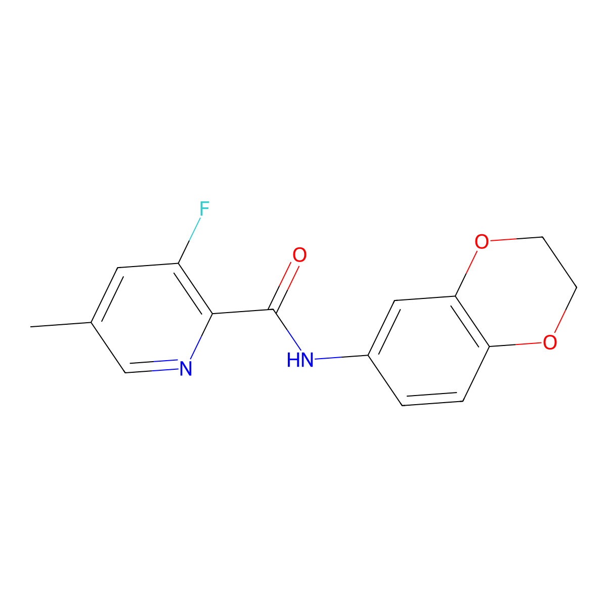 N-(2,3-dihydro-1,4-benzodioxin-6-yl)-3-fluoro-5-methylpyridine-2-carboxamide molecular structure, CAS 2415633-01-9