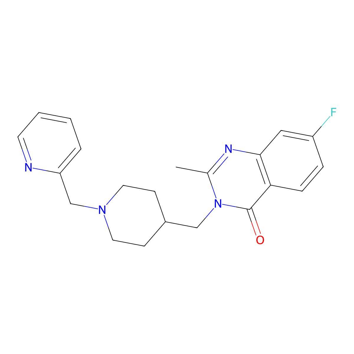 7-Fluoro-2-methyl-3-({1-[(pyridin-2-yl)methyl]piperidin-4-yl}methyl)-3,4-dihydroquinazolin-4-one molecular structure, CAS 2415633-04-2