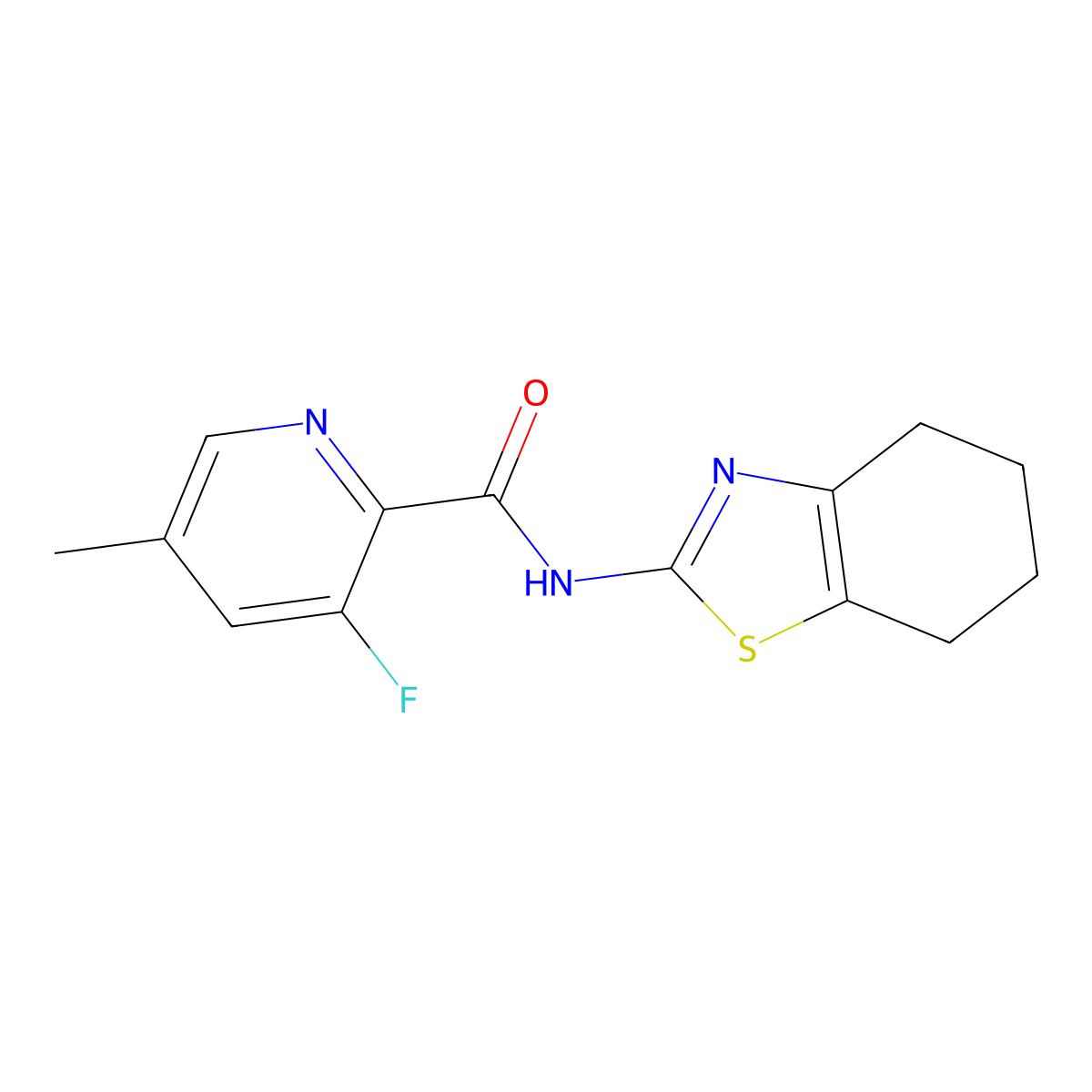 3-fluoro-5-methyl-N-(4,5,6,7-tetrahydro-1,3-benzothiazol-2-yl)pyridine-2-carboxamide molecular structure, CAS 2415633-08-6