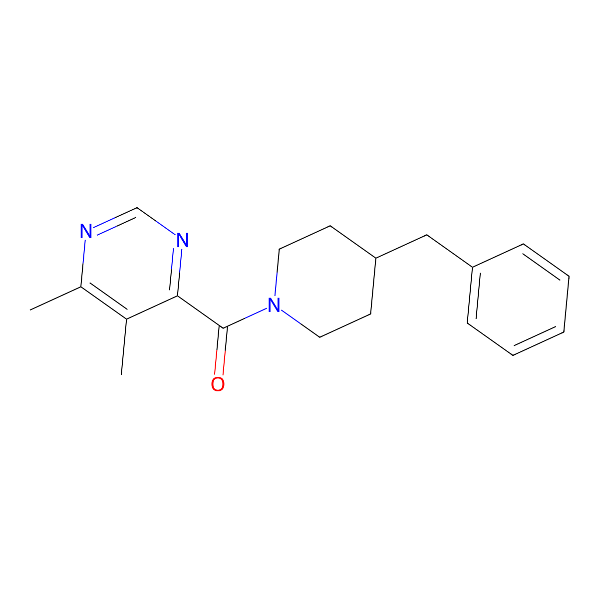 4-(4-Benzylpiperidine-1-carbonyl)-5,6-dimethylpyrimidine molecular structure, CAS 2415633-14-4