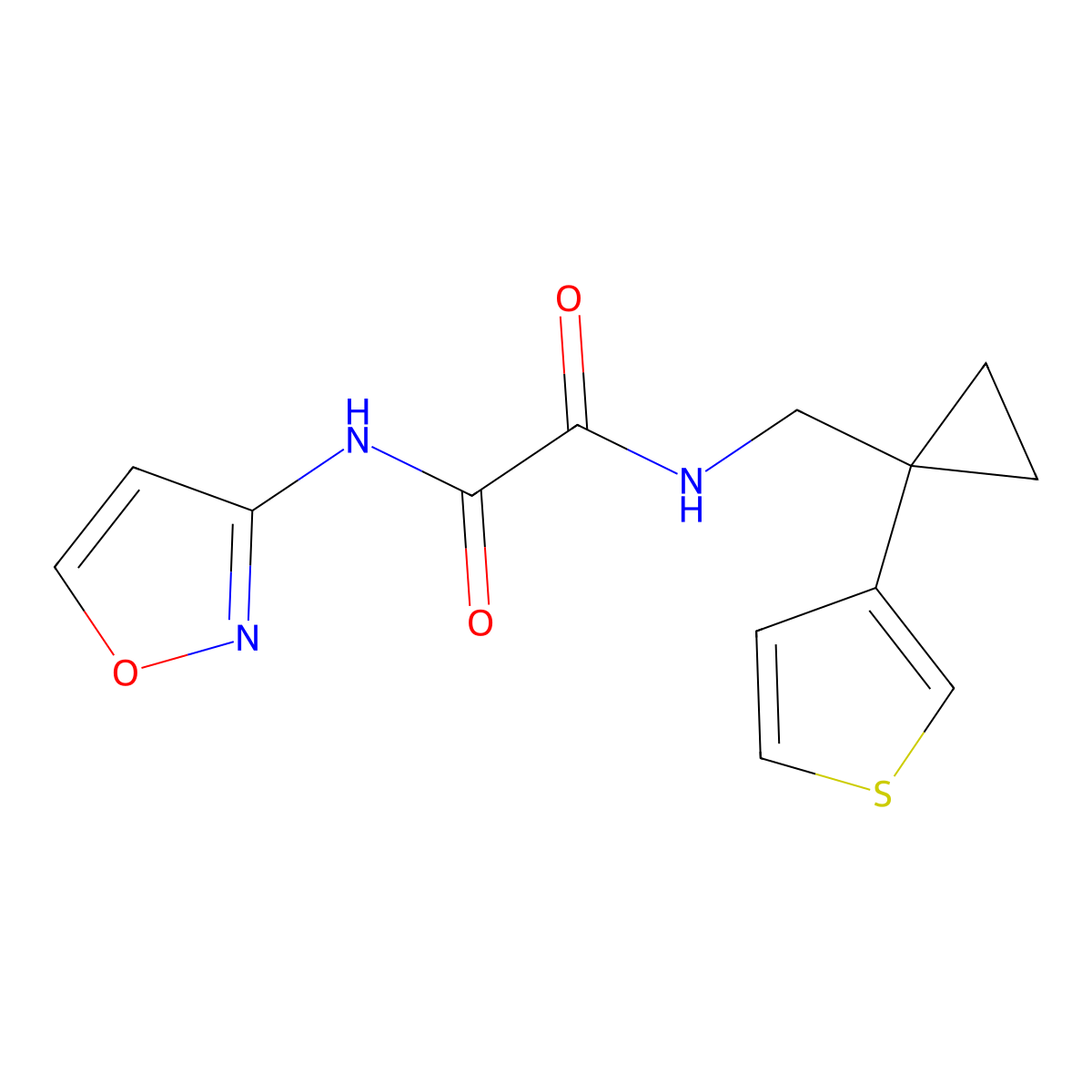 N'-(1,2-oxazol-3-yl)-N-{[1-(thiophen-3-yl)cyclopropyl]methyl}ethanediamide molecular structure, CAS 2415633-20-2