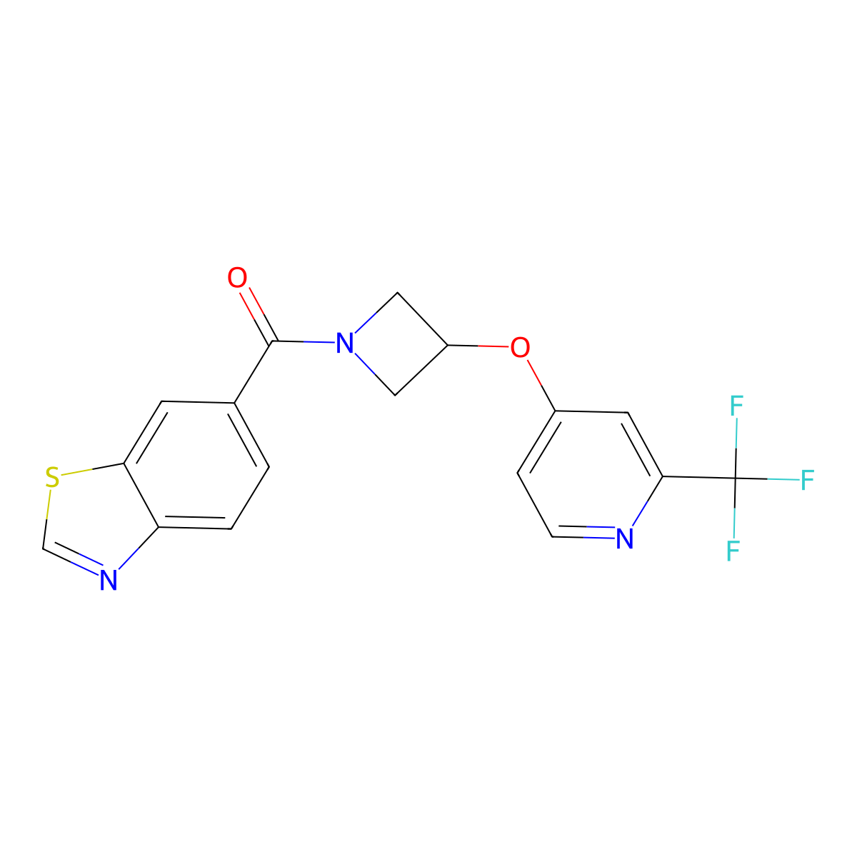 6-(3-{[2-(Trifluoromethyl)pyridin-4-yl]oxy}azetidine-1-carbonyl)-1,3-benzothiazole molecular structure, CAS 2415633-21-3