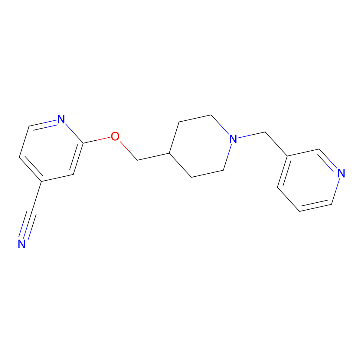 2-({1-[(Pyridin-3-yl)methyl]piperidin-4-yl}methoxy)pyridine-4-carbonitrile molecular structure, CAS 2415633-22-4