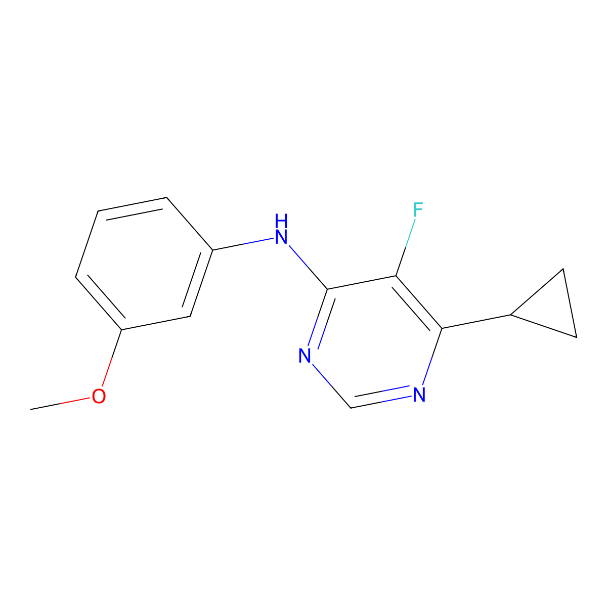 6-Cyclopropyl-5-fluoro-N-(3-methoxyphenyl)pyrimidin-4-amine molecular structure, CAS 2415633-24-6
