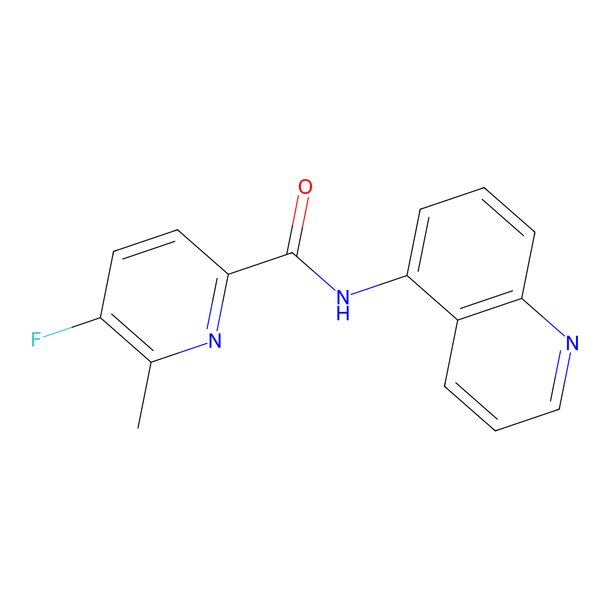 5-fluoro-6-methyl-N-(quinolin-5-yl)pyridine-2-carboxamide molecular structure, CAS 2415633-27-9