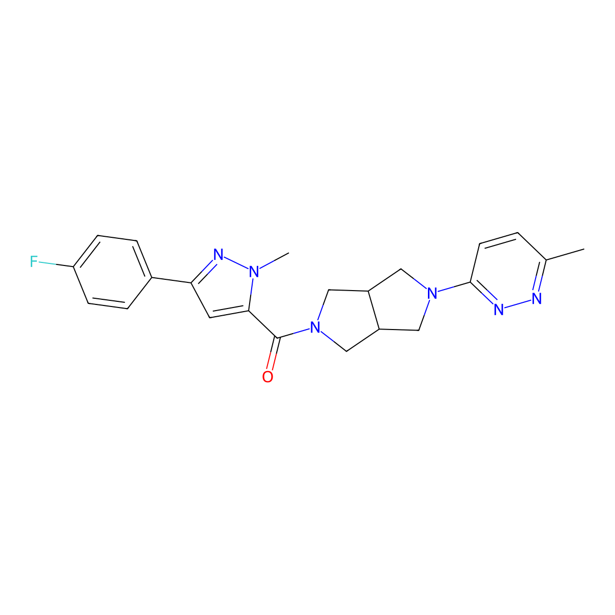 3-{5-[3-(4-fluorophenyl)-1-methyl-1H-pyrazole-5-carbonyl]-octahydropyrrolo[3,4-c]pyrrol-2-yl}-6-methylpyridazine molecular structure, CAS 2415633-33-7