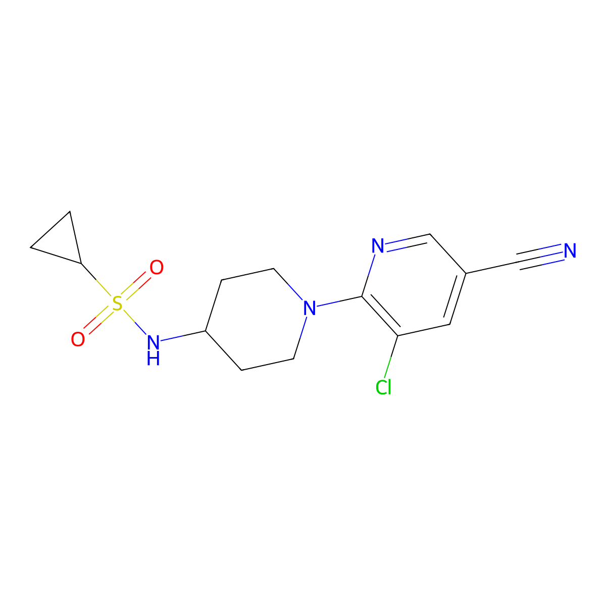 N-[1-(3-chloro-5-cyanopyridin-2-yl)piperidin-4-yl]cyclopropanesulfonamide molecular structure, CAS 2415633-40-6