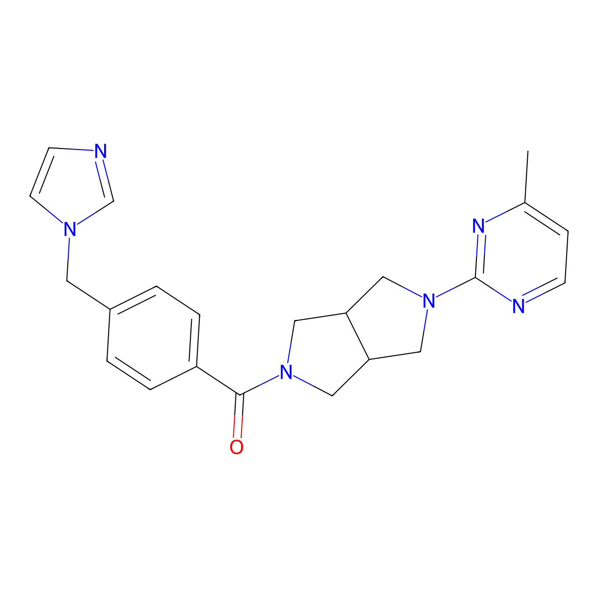 2-(5-{4-[(1H-imidazol-1-yl)methyl]benzoyl}-octahydropyrrolo[3,4-c]pyrrol-2-yl)-4-methylpyrimidine molecular structure, CAS 2415633-43-9